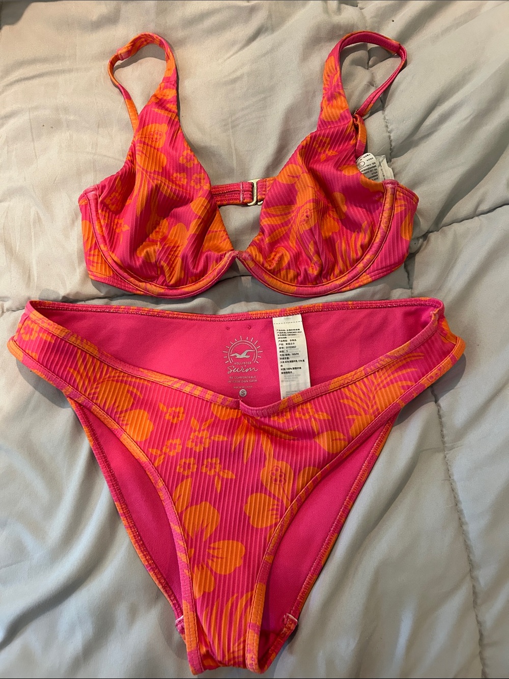 Hollister Pink & Orange Floral Bikini Set